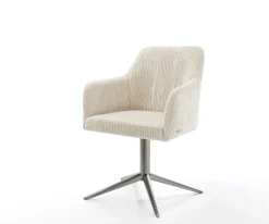DrehstuhlGreg-Flex Cord Beige Fußkreuz Graphit 360° drehbar Wippfunktion Taschenfederkern Sofort versandfertig