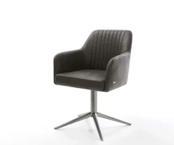 DrehstuhlGreg-Flex Mikrofaser Anthrazit Vintage Fußkreuz Graphit 360° drehbar Wippfunktion Taschenfederkern Sofort versandfertig