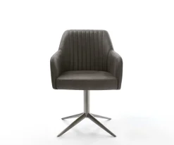 DrehstuhlGreg-Flex Mikrofaser Anthrazit Vintage Fußkreuz Graphit 360° drehbar Wippfunktion Taschenfederkern Sofort versandfertig