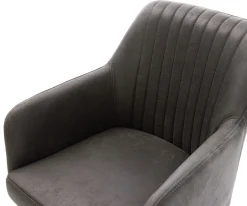 DrehstuhlGreg-Flex Mikrofaser Anthrazit Vintage Fußkreuz Graphit 360° drehbar Wippfunktion Taschenfederkern Sofort versandfertig
