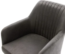 DrehstuhlGreg-Flex Mikrofaser Anthrazit Vintage Kreuzgestell breit Schwarz 360° drehbar Wippfunktion Taschenfederkern Sofort versandfertig