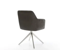 DrehstuhlGreg-Flex Mikrofaser Anthrazit Vintage Kreuzgestell breit Edelstahl 360° drehbar Wippfunktion Taschenfederkern Sofort versandfertig