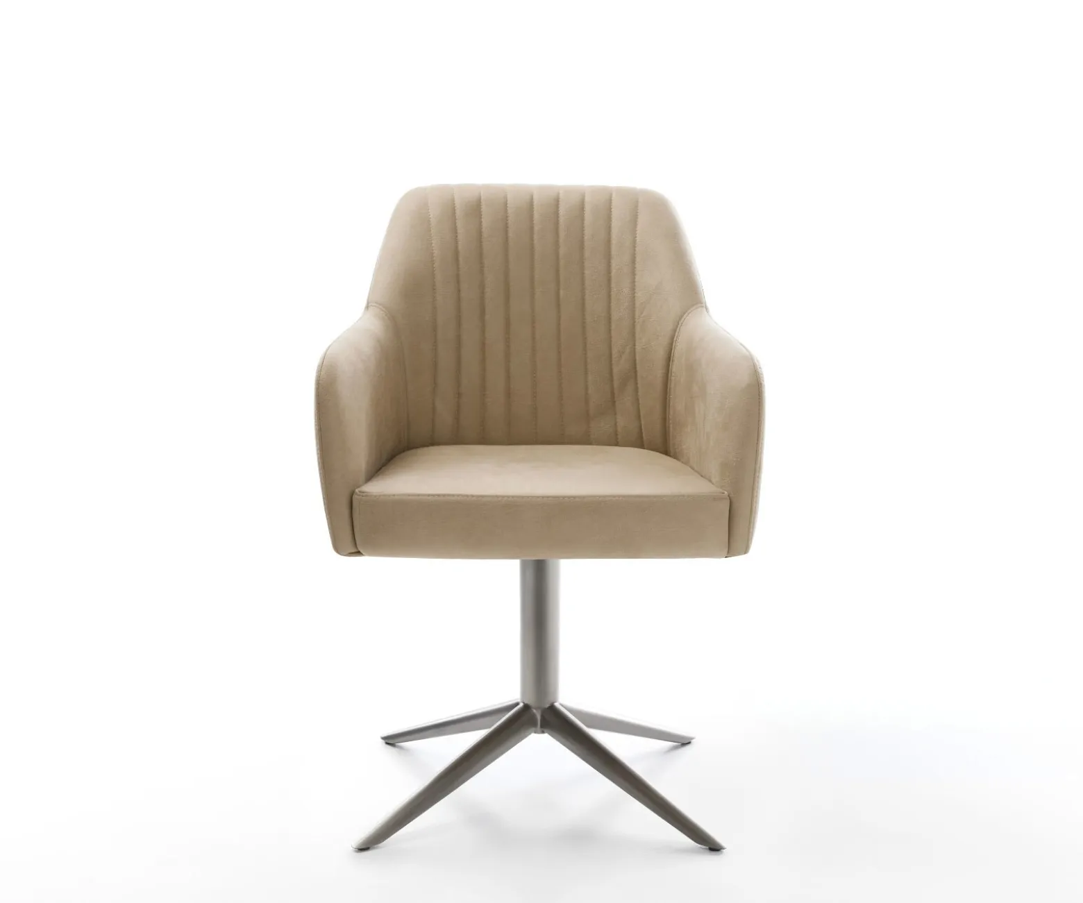 DrehstuhlGreg-Flex Mikrofaser Beige Vintage Fußkreuz Graphit 360° drehbar Wippfunktion Taschenfederkern Sofort versandfertig