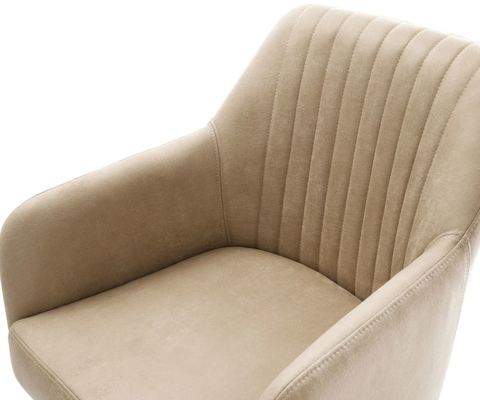 DrehstuhlGreg-Flex Mikrofaser Beige Vintage Fußkreuz Graphit 360° drehbar Wippfunktion Taschenfederkern Sofort versandfertig