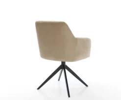 DrehstuhlGreg-Flex Mikrofaser Beige Vintage Kreuzgestell breit Schwarz 360° drehbar Wippfunktion Taschenfederkern Sofort versandfertig