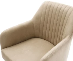 DrehstuhlGreg-Flex Mikrofaser Beige Vintage Kreuzgestell breit Edelstahl 360° drehbar Wippfunktion Taschenfederkern Sofort versandfertig