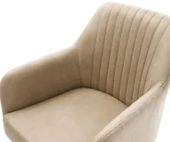 DrehstuhlGreg-Flex Mikrofaser Beige Vintage Kreuzgestell breit Graphit 360° drehbar Wippfunktion Taschenfederkern Sofort versandfertig