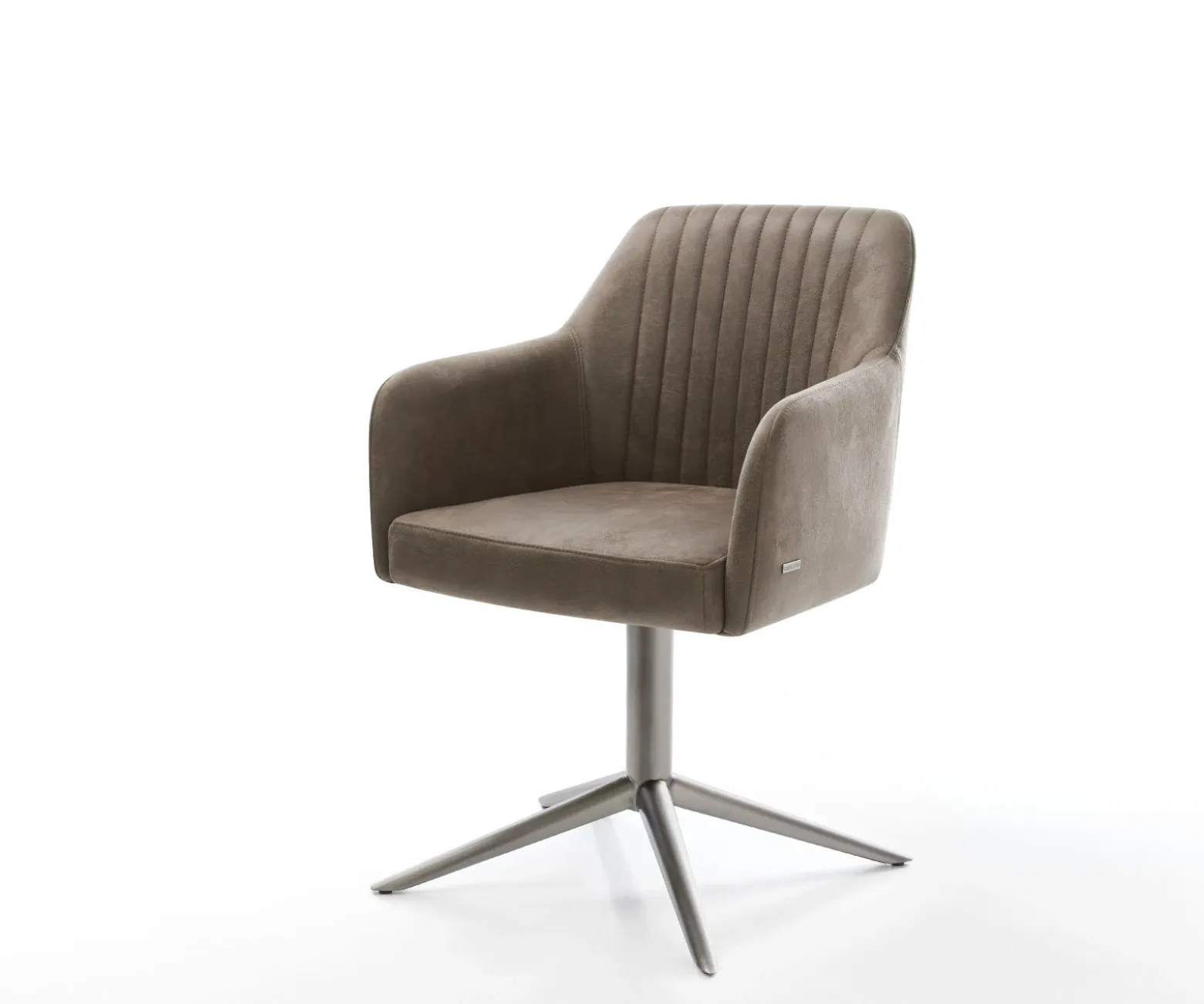 DrehstuhlGreg-Flex Mikrofaser Taupe Vintage Fußkreuz Graphit 360° drehbar Wippfunktion Taschenfederkern Sofort versandfertig