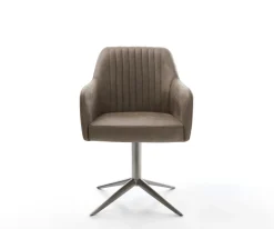 DrehstuhlGreg-Flex Mikrofaser Taupe Vintage Fußkreuz Graphit 360° drehbar Wippfunktion Taschenfederkern Sofort versandfertig