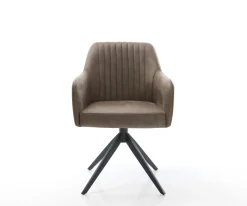 DrehstuhlGreg-Flex Mikrofaser Taupe Vintage Kreuzgestell breit Schwarz 360° drehbar Wippfunktion Taschenfederkern Sofort versandfertig