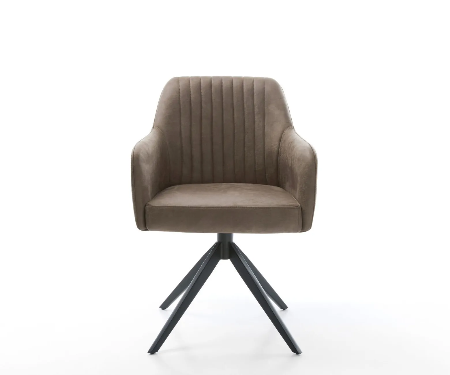 DrehstuhlGreg-Flex Mikrofaser Taupe Vintage Kreuzgestell breit Schwarz 360° drehbar Wippfunktion Taschenfederkern Sofort versandfertig