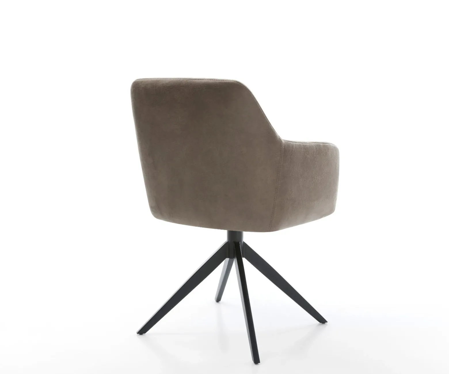 DrehstuhlGreg-Flex Mikrofaser Taupe Vintage Kreuzgestell breit Schwarz 360° drehbar Wippfunktion Taschenfederkern Sofort versandfertig