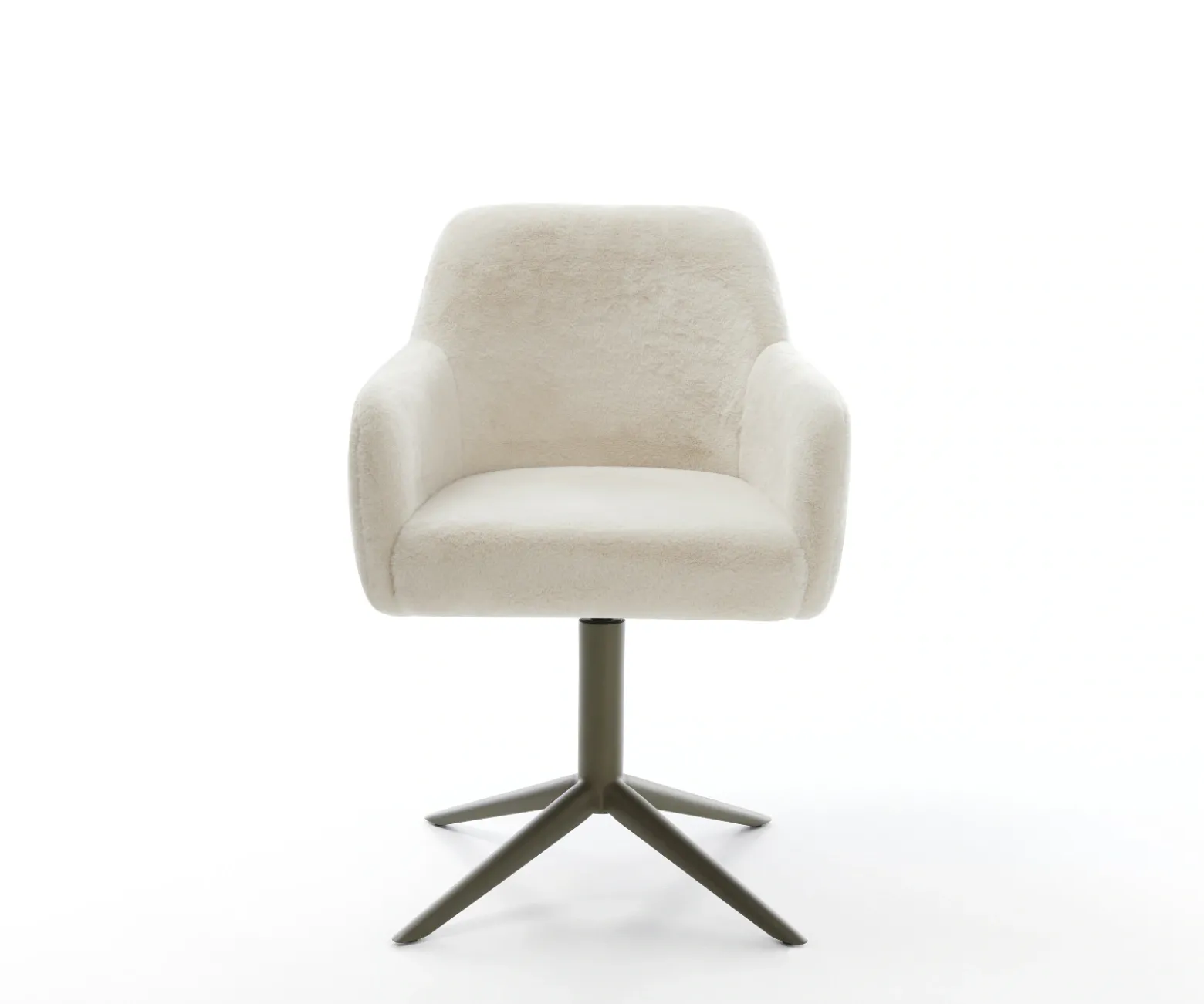 DrehstuhlGreg-Flex Plüsch Creme-Weiß Fußkreuz Effektfinish Titan 360° drehbar Wippfunktion Taschenfederkern Sofort versandfertig