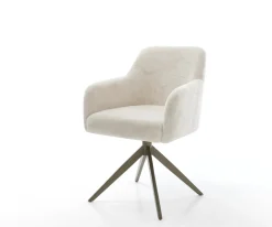 DrehstuhlGreg-Flex Plüsch Creme-Weiß Kreuzgestell breit Effektfinish Titan 360° drehbar Wippfunktion Taschenfederkern Sofort versandfertig