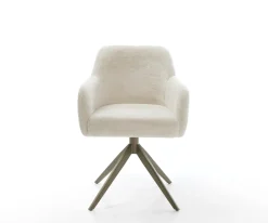 DrehstuhlGreg-Flex Plüsch Creme-Weiß Kreuzgestell breit Effektfinish Titan 360° drehbar Wippfunktion Taschenfederkern Sofort versandfertig
