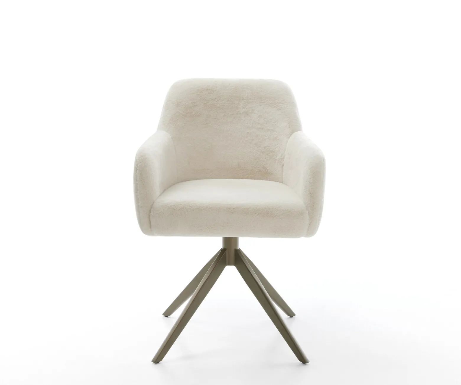 DrehstuhlGreg-Flex Plüsch Creme-Weiß Kreuzgestell breit Effektfinish Titan 360° drehbar Wippfunktion Taschenfederkern Sofort versandfertig