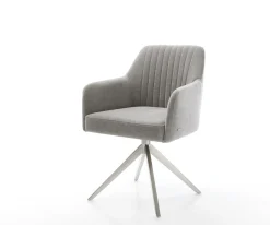 DrehstuhlGreg-Flex Strukturstoff Soft Grau Kreuzgestell breit Edelstahl 360° drehbar Wippfunktion Taschenfederkern Sofort versandfertig