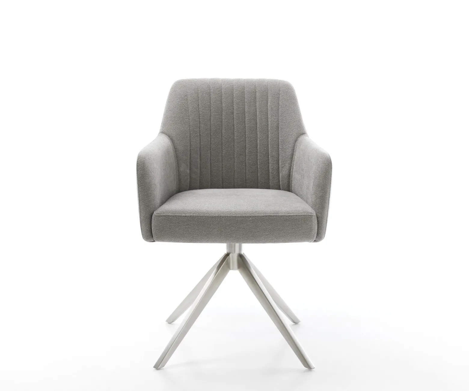 DrehstuhlGreg-Flex Strukturstoff Soft Grau Kreuzgestell breit Edelstahl 360° drehbar Wippfunktion Taschenfederkern Sofort versandfertig