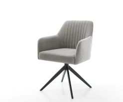 DrehstuhlGreg-Flex Strukturstoff Soft Grau Kreuzgestell breit Schwarz 360° drehbar Wippfunktion Taschenfederkern Sofort versandfertig