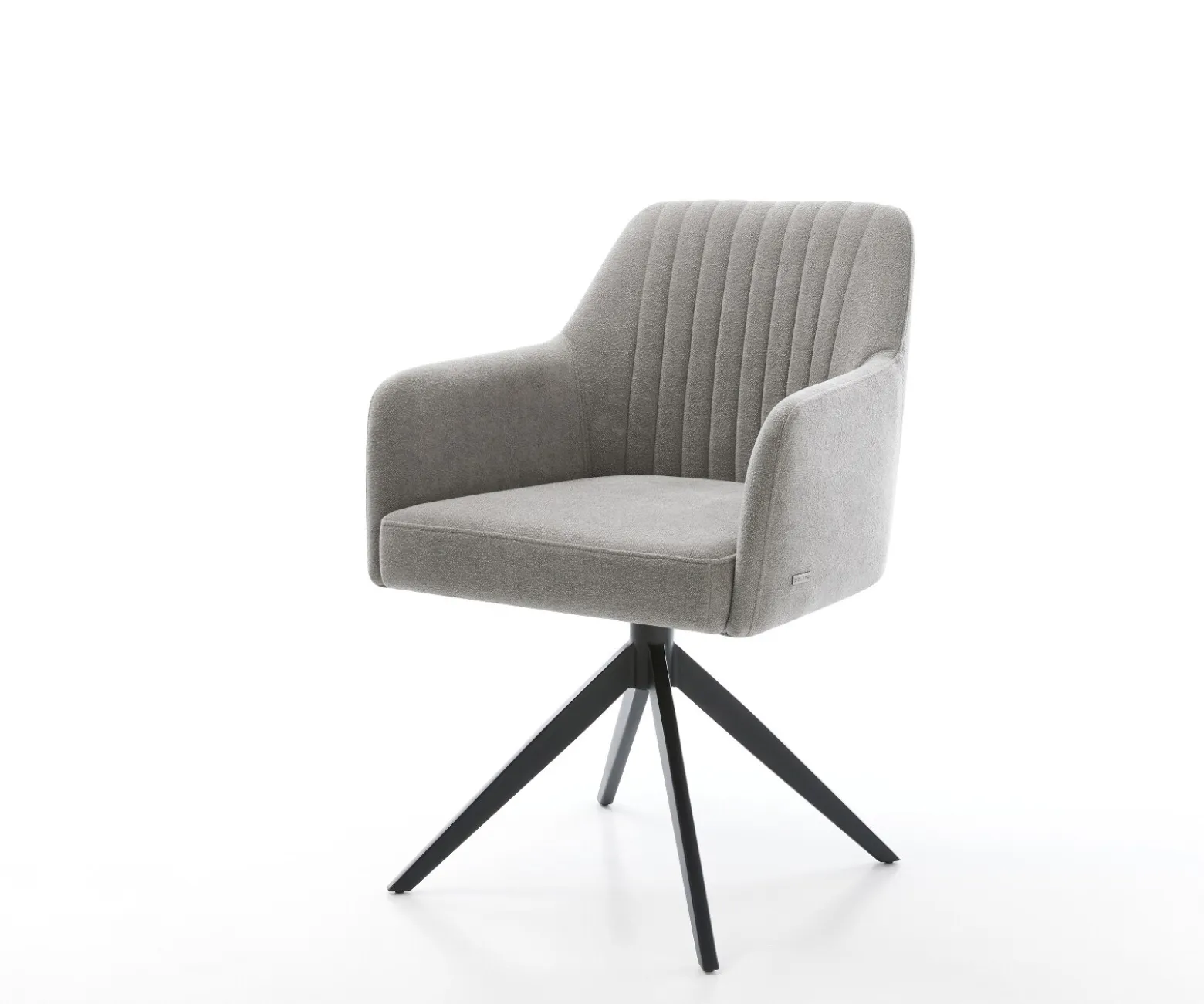 DrehstuhlGreg-Flex Strukturstoff Soft Grau Kreuzgestell breit Schwarz 360° drehbar Wippfunktion Taschenfederkern Sofort versandfertig