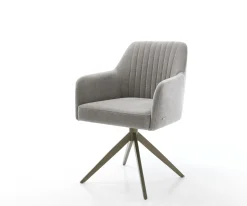 DrehstuhlGreg-Flex Strukturstoff Soft Grau Kreuzgestell breit Effektfinish Titan 360° drehbar Wippfunktion Taschenfederkern Sofort versandfertig