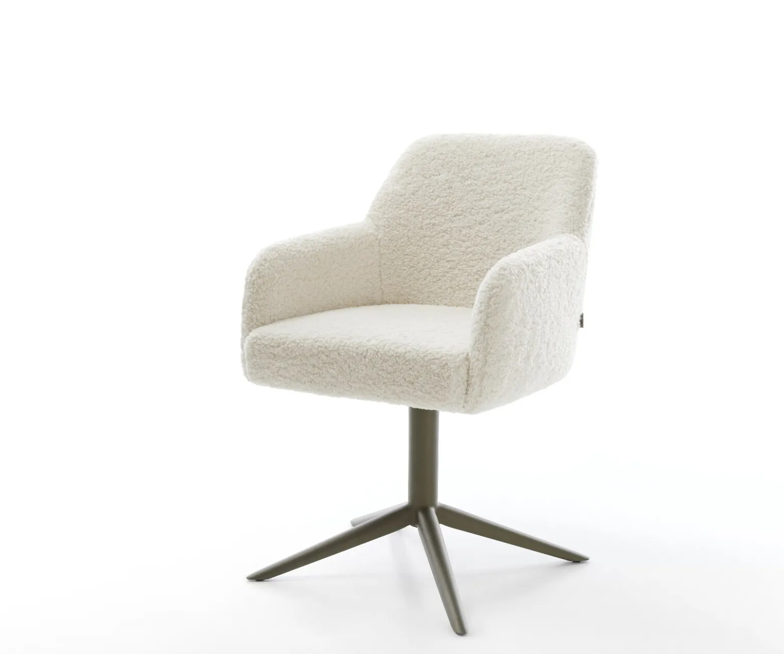 DrehstuhlGreg-Flex Teddystoff Beige Fußkreuz Effektfinish Titan 360° drehbar Wippfunktion Taschenfederkern Sofort versandfertig