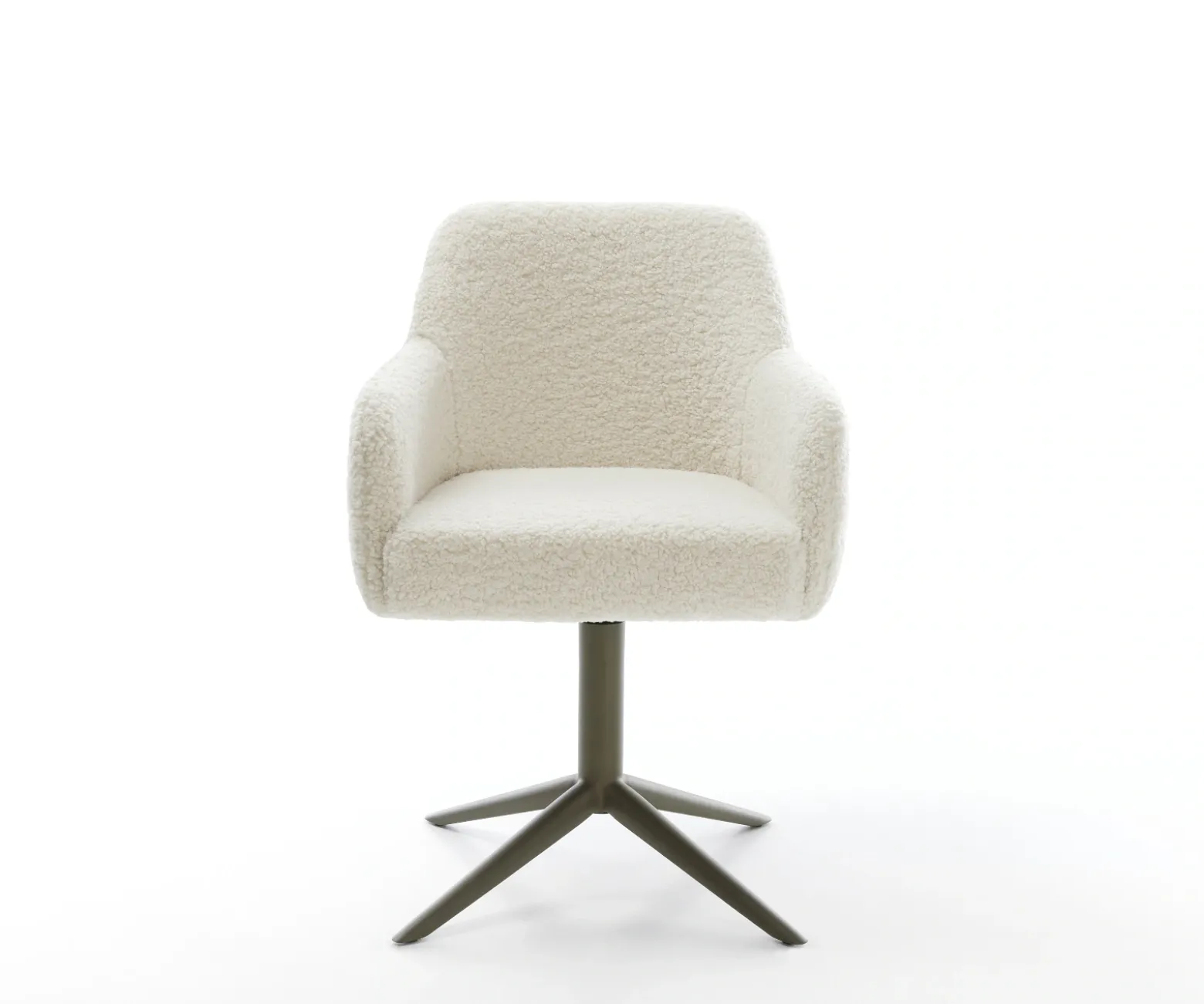 DrehstuhlGreg-Flex Teddystoff Beige Fußkreuz Effektfinish Titan 360° drehbar Wippfunktion Taschenfederkern Sofort versandfertig