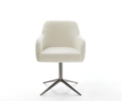 DrehstuhlGreg-Flex Teddystoff Beige Fußkreuz Graphit 360° drehbar Wippfunktion Taschenfederkern Sofort versandfertig