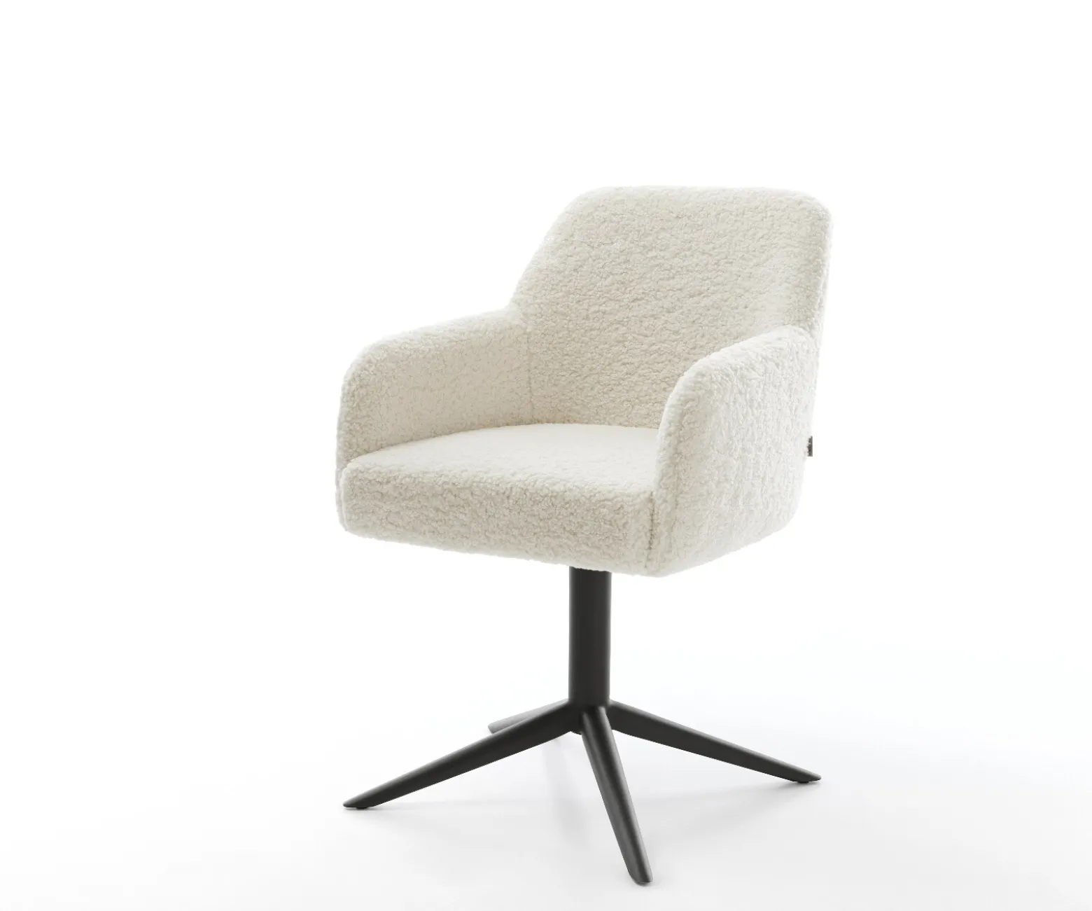 DrehstuhlGreg-Flex Teddystoff Beige Fußkreuz Schwarz 360° drehbar Wippfunktion Taschenfederkern Sofort versandfertig