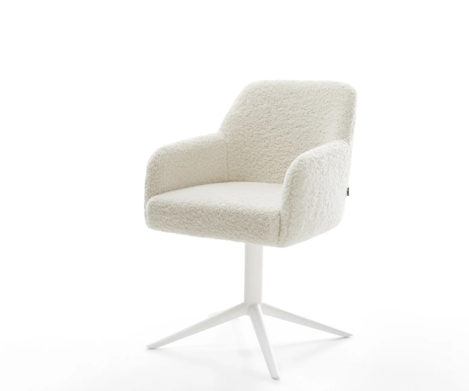 DrehstuhlGreg-Flex Teddystoff Beige Fußkreuz Weiß 360° drehbar Wippfunktion Taschenfederkern Sofort versandfertig
