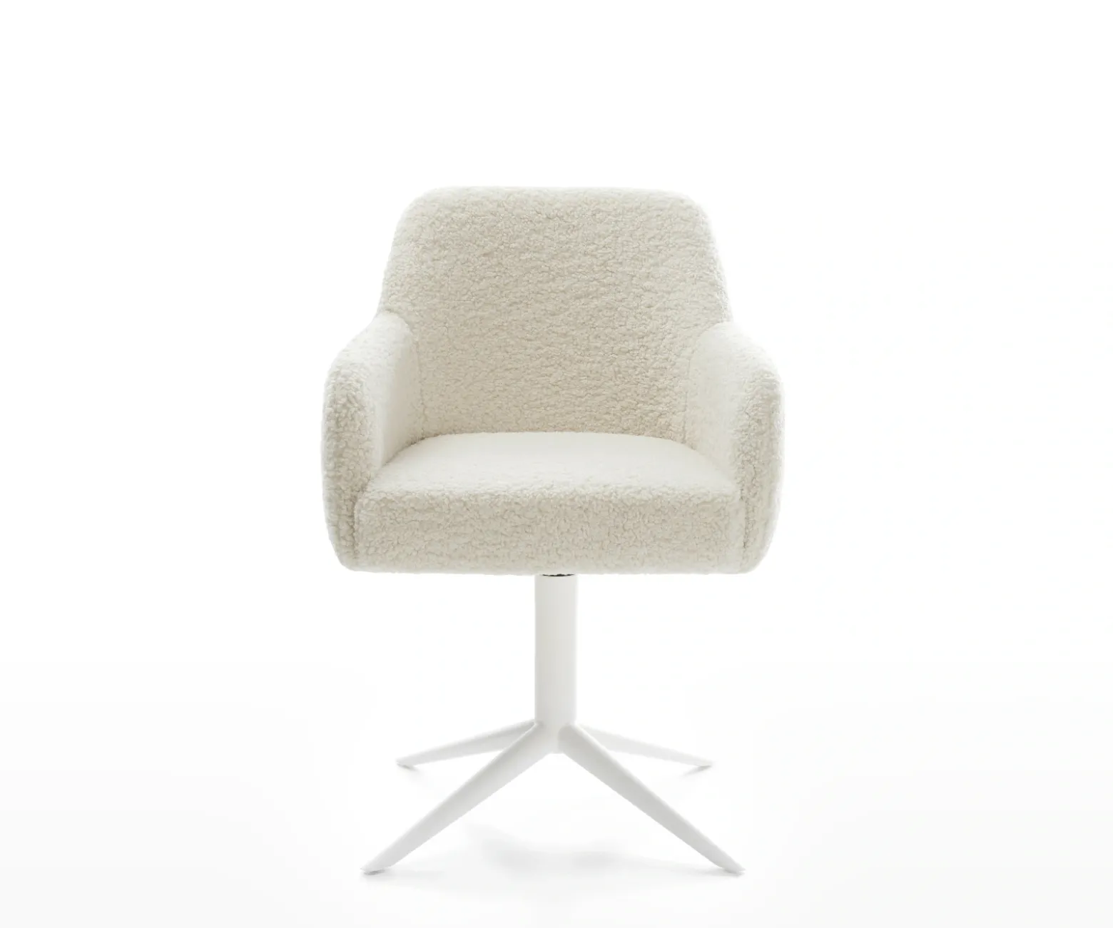 DrehstuhlGreg-Flex Teddystoff Beige Fußkreuz Weiß 360° drehbar Wippfunktion Taschenfederkern Sofort versandfertig