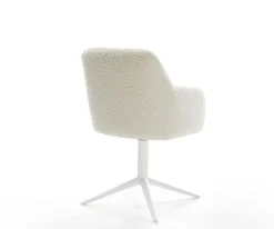 DrehstuhlGreg-Flex Teddystoff Beige Fußkreuz Weiß 360° drehbar Wippfunktion Taschenfederkern Sofort versandfertig