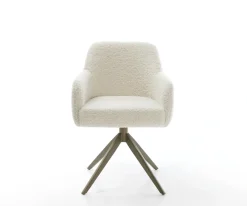 DrehstuhlGreg-Flex Teddystoff Beige Kreuzgestell breit Effektfinish Titan 360° drehbar Wippfunktion Taschenfederkern Sofort versandfertig
