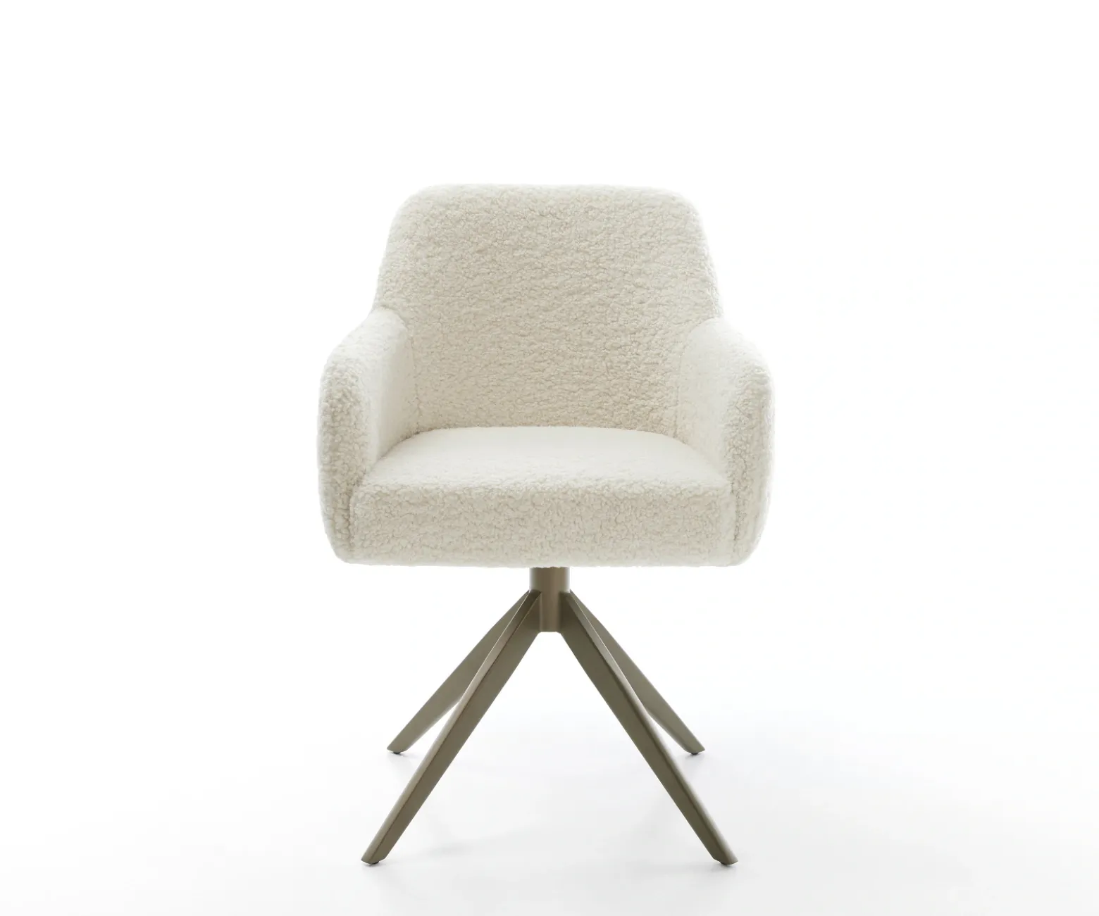 DrehstuhlGreg-Flex Teddystoff Beige Kreuzgestell breit Effektfinish Titan 360° drehbar Wippfunktion Taschenfederkern Sofort versandfertig