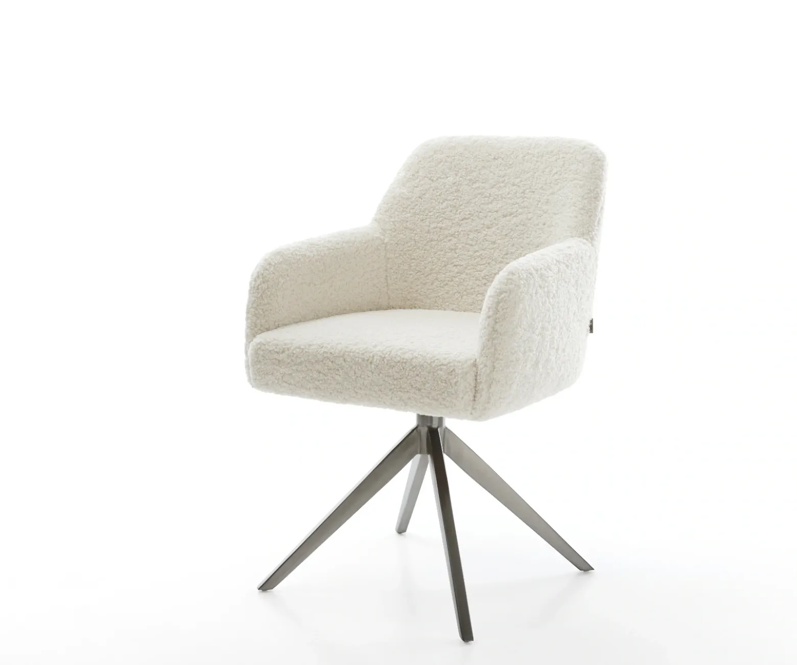 DrehstuhlGreg-Flex Teddystoff Beige Kreuzgestell breit Graphit 360° drehbar Wippfunktion Taschenfederkern Sofort versandfertig