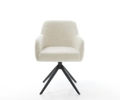 DrehstuhlGreg-Flex Teddystoff Beige Kreuzgestell breit Schwarz 360° drehbar Wippfunktion Taschenfederkern Sofort versandfertig