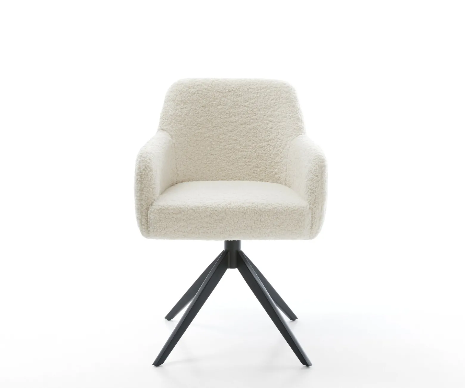 DrehstuhlGreg-Flex Teddystoff Beige Kreuzgestell breit Schwarz 360° drehbar Wippfunktion Taschenfederkern Sofort versandfertig