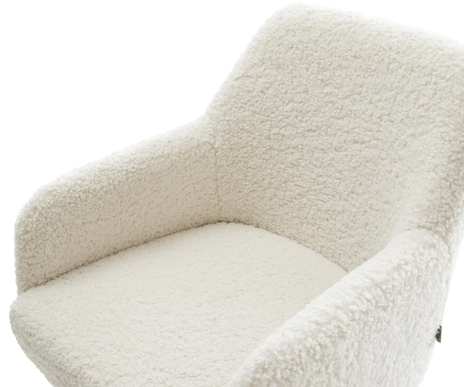 DrehstuhlGreg-Flex Teddystoff Beige Kreuzgestell breit Schwarz 360° drehbar Wippfunktion Taschenfederkern Sofort versandfertig