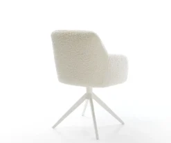 DrehstuhlGreg-Flex Teddystoff Beige Kreuzgestell breit Weiß 360° drehbar Wippfunktion Taschenfederkern Sofort versandfertig