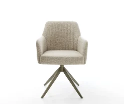 DrehstuhlGreg-Flex Webstoff Soft Beige Kreuzgestell breit Effektfinish Titan 360° drehbar Wippfunktion Taschenfederkern Sofort versandfertig
