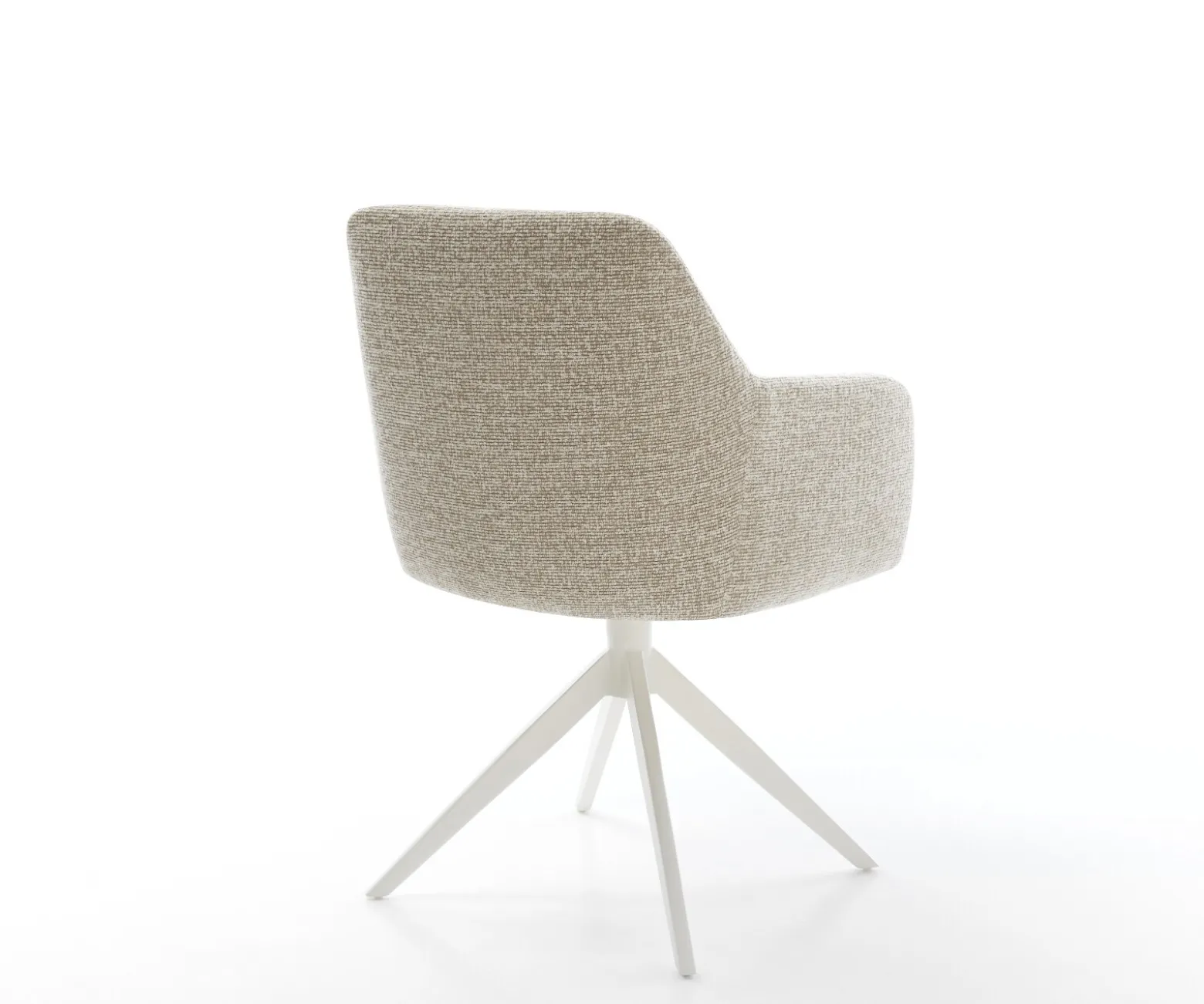 DrehstuhlGreg-Flex Webstoff Soft Beige Kreuzgestell breit Weiß 360° drehbar Wippfunktion Taschenfederkern Sofort versandfertig