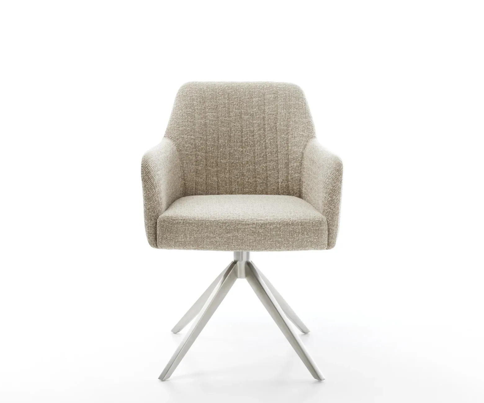 DrehstuhlGreg-Flex Webstoff Soft Beige Kreuzgestell breit Edelstahl 360° drehbar Wippfunktion Taschenfederkern Sofort versandfertig