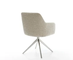 DrehstuhlGreg-Flex Webstoff Soft Beige Kreuzgestell breit Edelstahl 360° drehbar Wippfunktion Taschenfederkern Sofort versandfertig