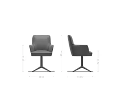 DrehstuhlHeira-Flex mit Armlehnen Bouclé Soft Beige Fußkreuz Effektfinish Titan 360° drehbar Wippfunktion Taschenfederkern Sofort versandfertig
