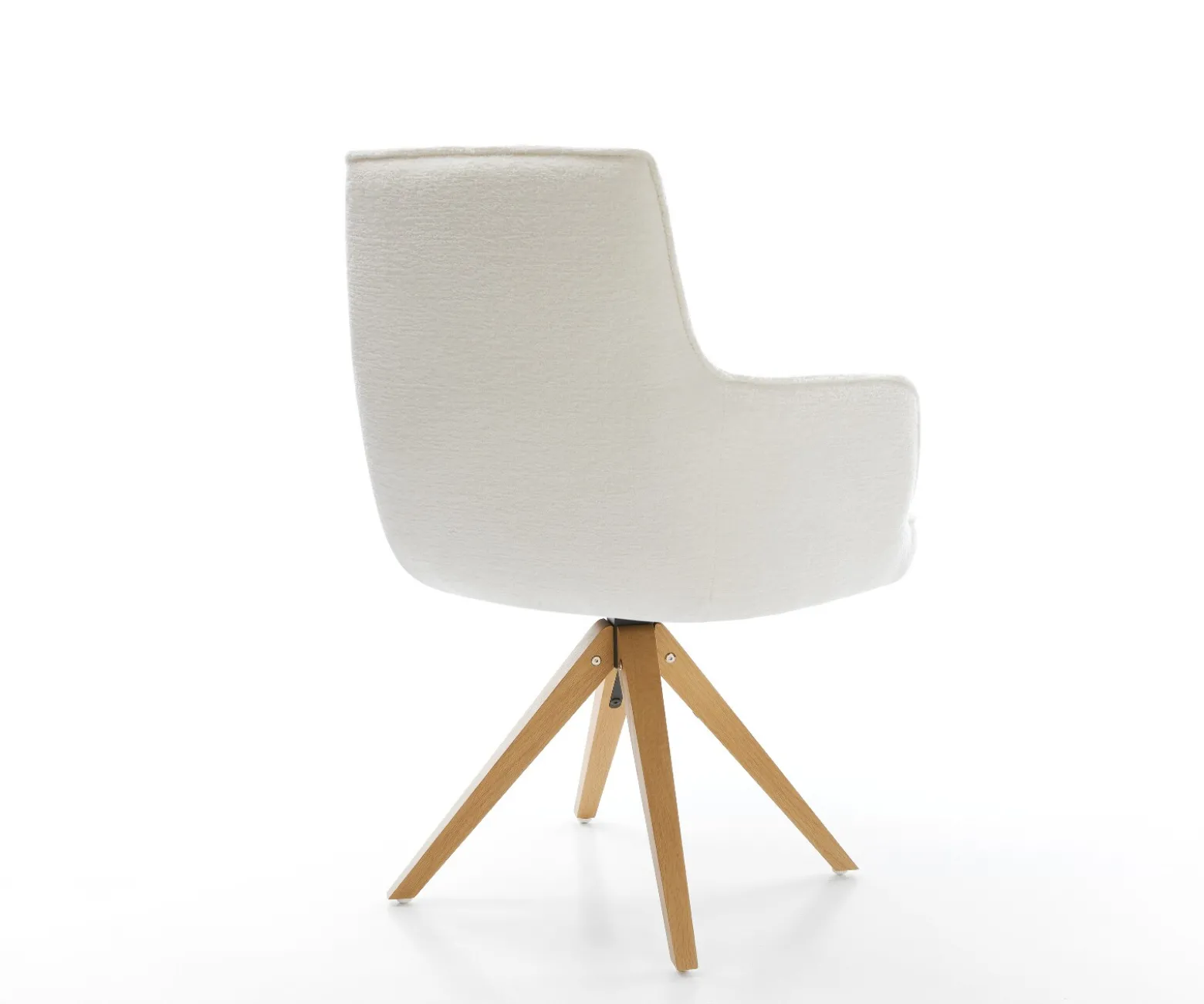 DrehstuhlHeira-Flex mit Armlehnen Bouclé Soft Beige Holzgestell kantig Natur 360° drehbar Taschenfederkern Versandfertig ca. 28.10.26