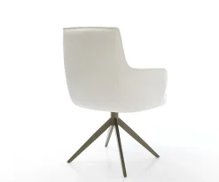 DrehstuhlHeira-Flex mit Armlehnen Bouclé Soft Beige Kreuzgestell breit Effektfinish Titan 360° drehbar Wippfunktion Taschenfederkern Sofort versandfertig