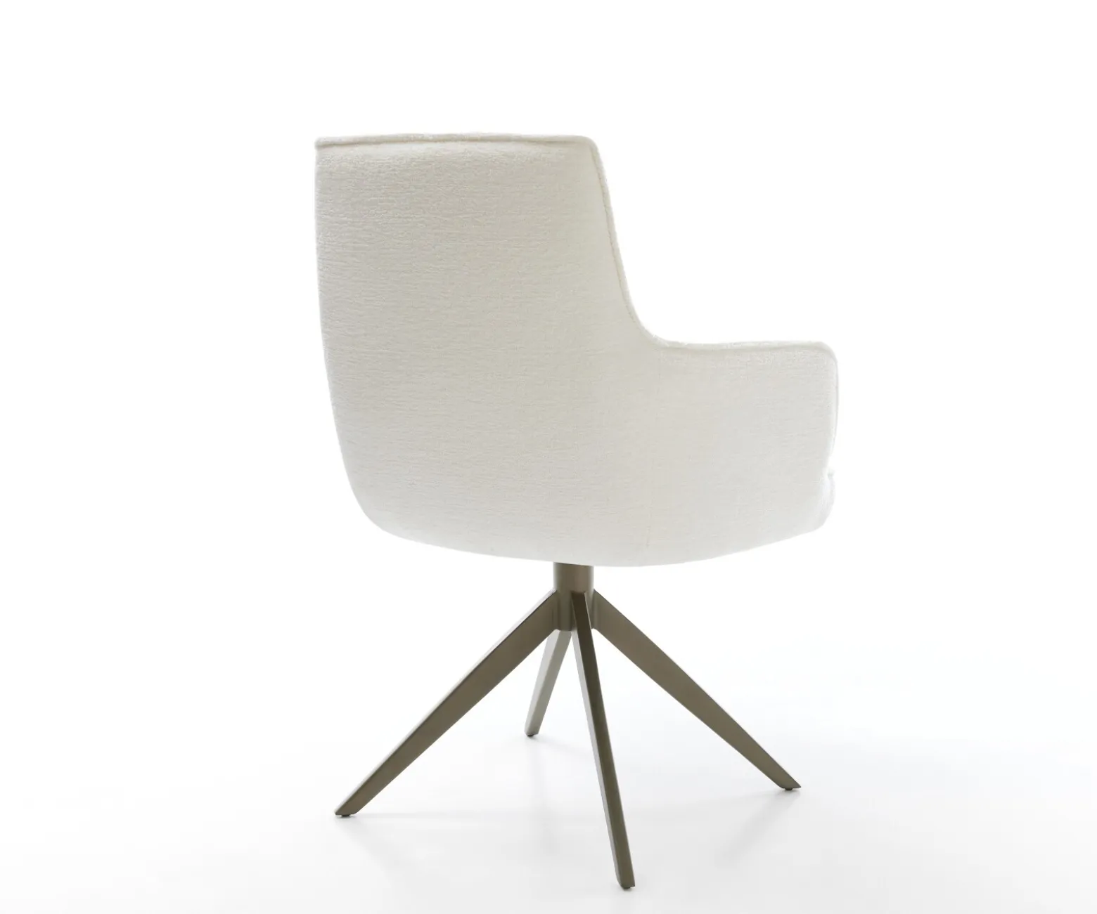 DrehstuhlHeira-Flex mit Armlehnen Bouclé Soft Beige Kreuzgestell breit Effektfinish Titan 360° drehbar Wippfunktion Taschenfederkern Sofort versandfertig
