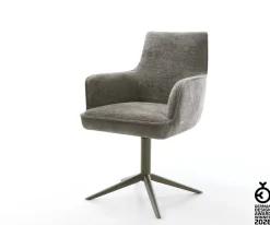 DrehstuhlHeira-Flex mit Armlehnen Bouclé Soft Schlamm Fußkreuz Effektfinish Titan 360° drehbar Wippfunktion Taschenfederkern Sofort versandfertig