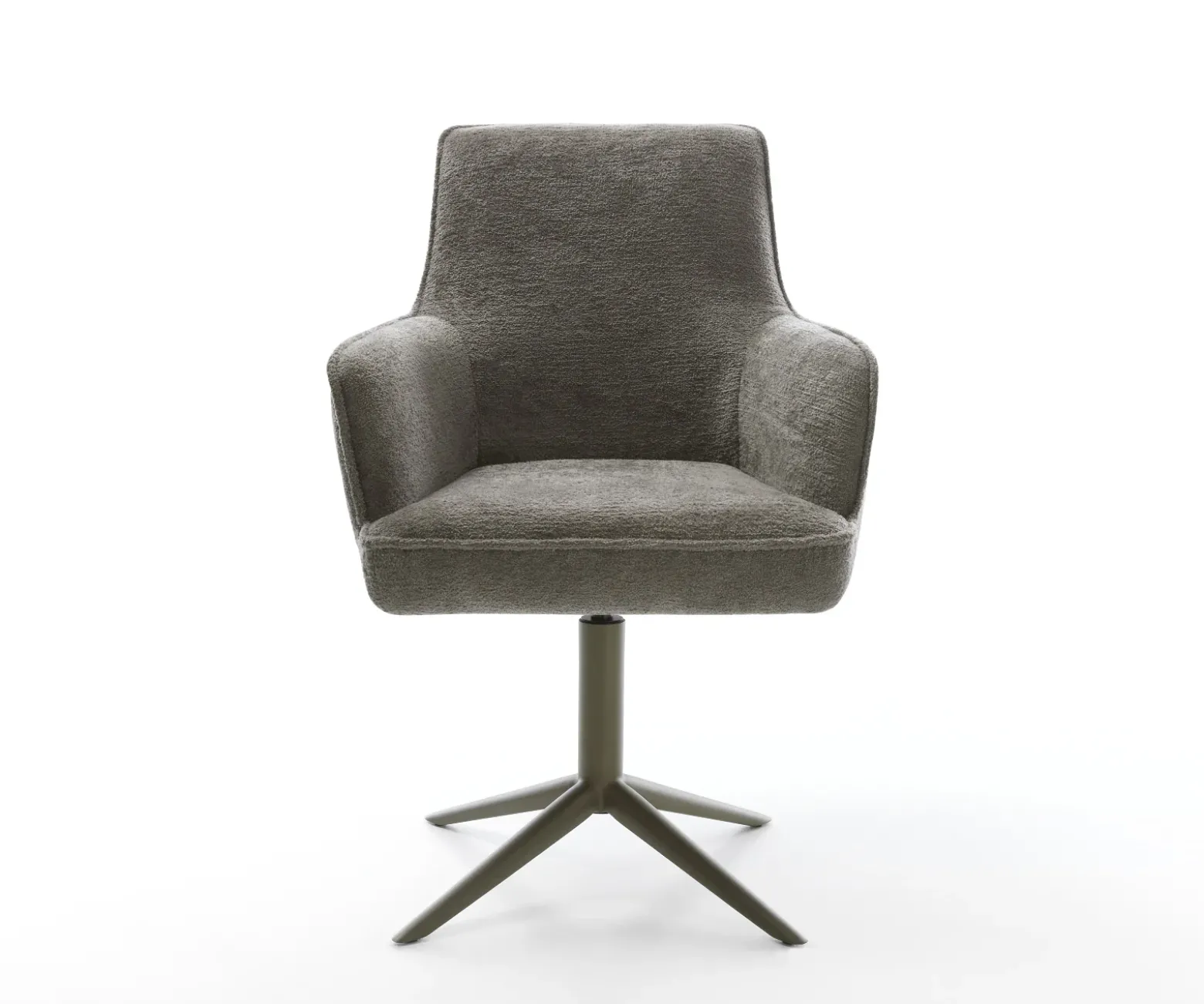 DrehstuhlHeira-Flex mit Armlehnen Bouclé Soft Schlamm Fußkreuz Effektfinish Titan 360° drehbar Wippfunktion Taschenfederkern Sofort versandfertig