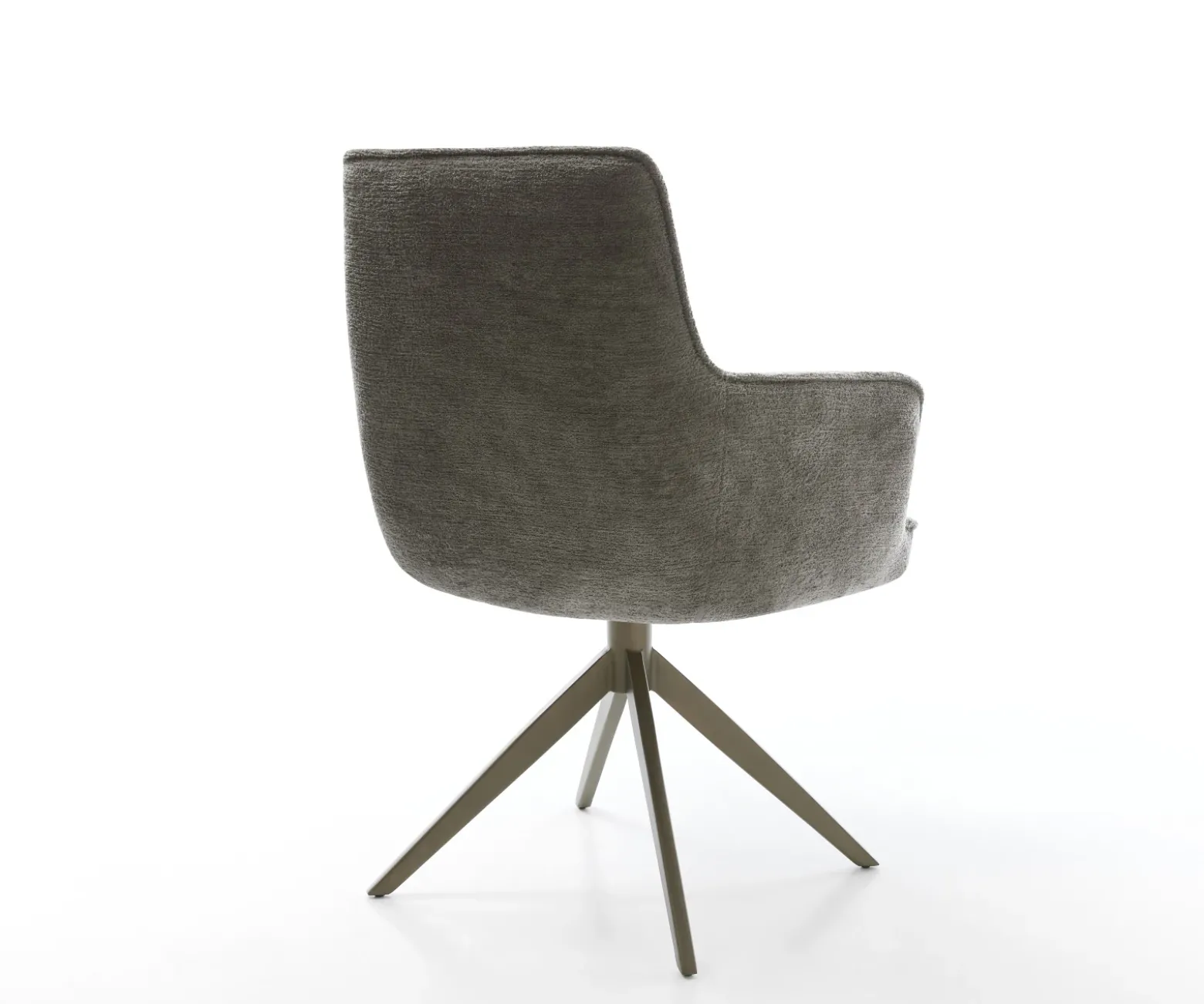 DrehstuhlHeira-Flex mit Armlehnen Bouclé Soft Schlamm Kreuzgestell breit Effektfinish Titan 360° drehbar Wippfunktion Taschenfederkern Sofort versandfertig